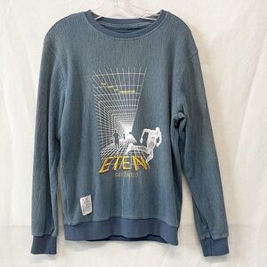 ETEN Graphic‎ Embroidered Mens Blue Sweatshirt with Futuristic Design Sz M